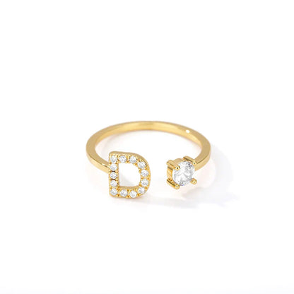 Adjustable Zircon Initial Letter Ring – A–Z
