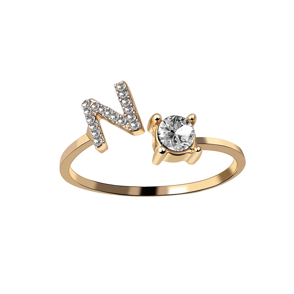 Fashion A–Z Initial Letter Ring