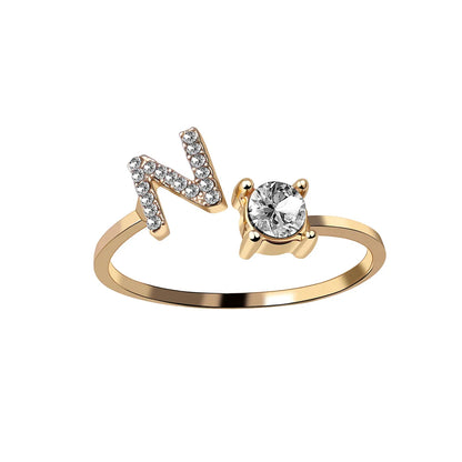 Fashion A–Z Initial Letter Ring