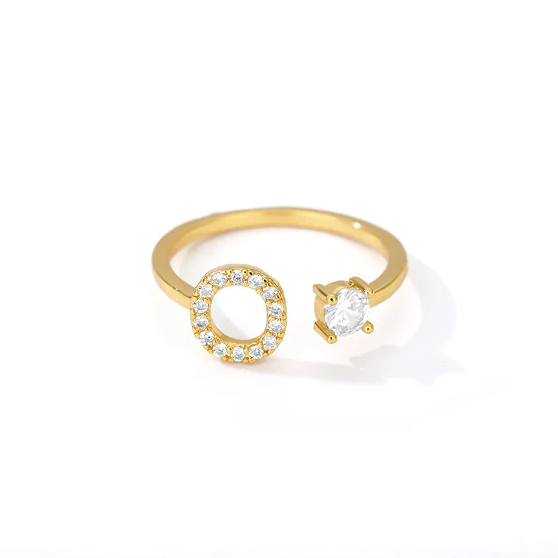 Adjustable Zircon Initial Letter Ring – A–Z