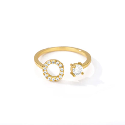 Adjustable Zircon Initial Letter Ring – A–Z