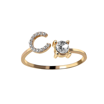 Fashion A–Z Initial Letter Ring