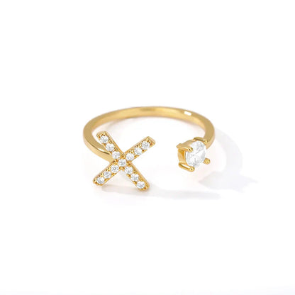 Adjustable Zircon Initial Letter Ring – A–Z