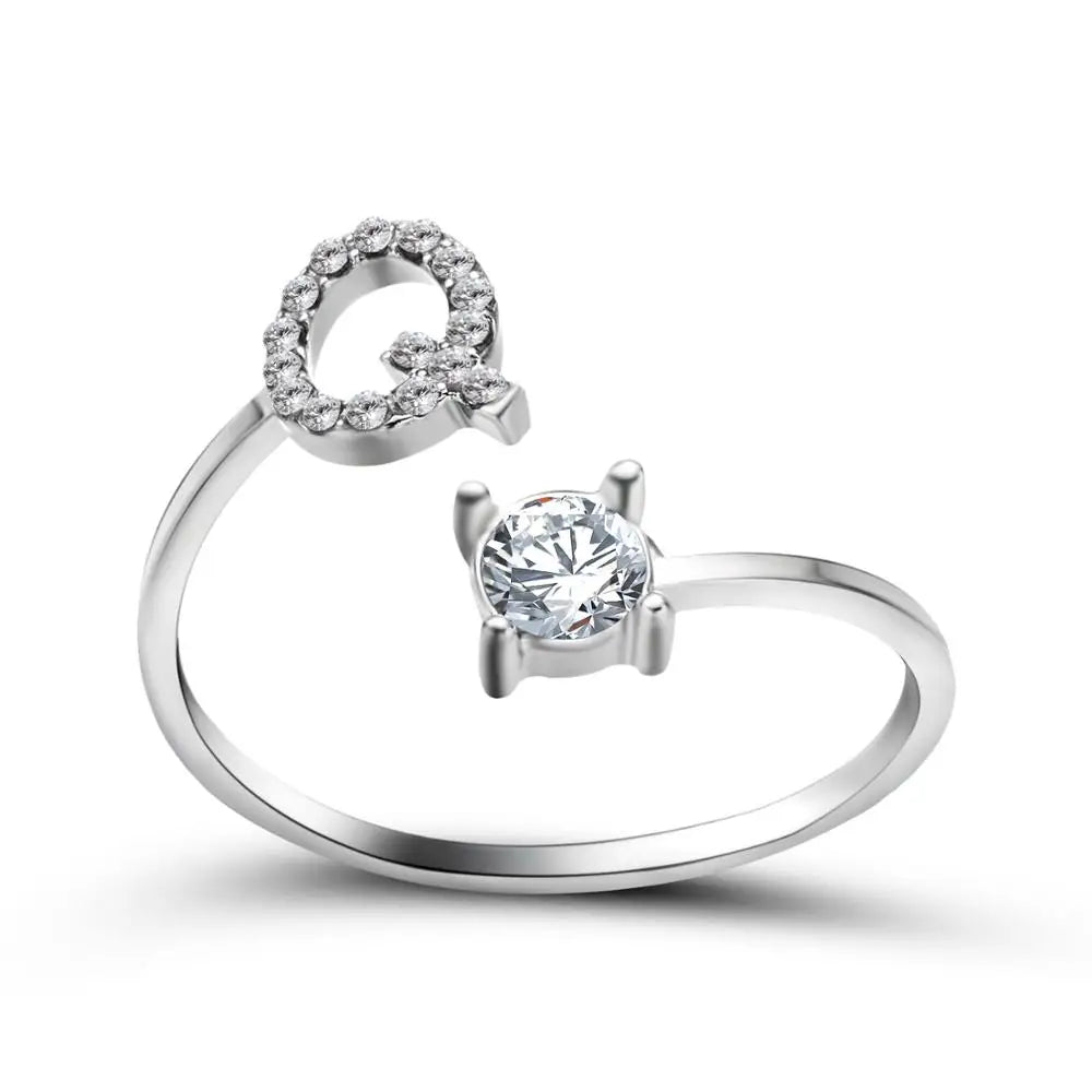 Fashion A–Z Initial Letter Ring
