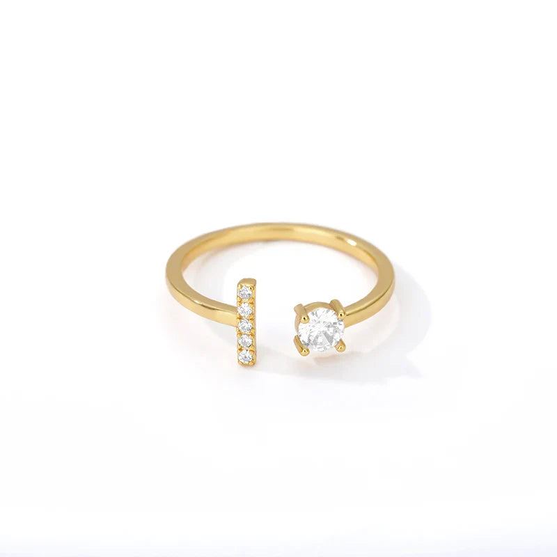 Adjustable Zircon Initial Letter Ring – A–Z