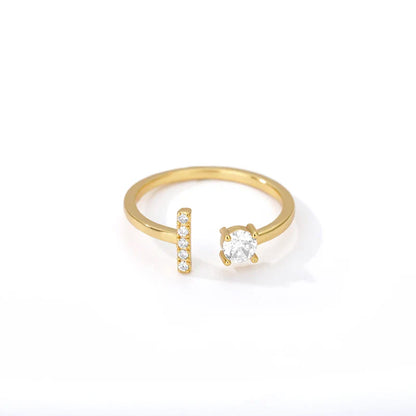 Adjustable Zircon Initial Letter Ring – A–Z