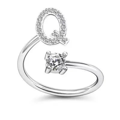 A–Z Initial Adjustable Ring for Women