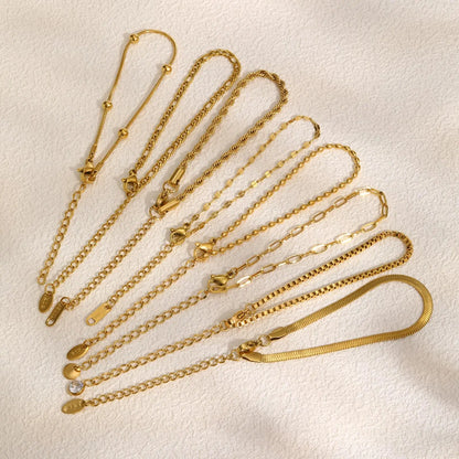 Stainless Steel Stackable Herringbone Bracelet – Gold Plated