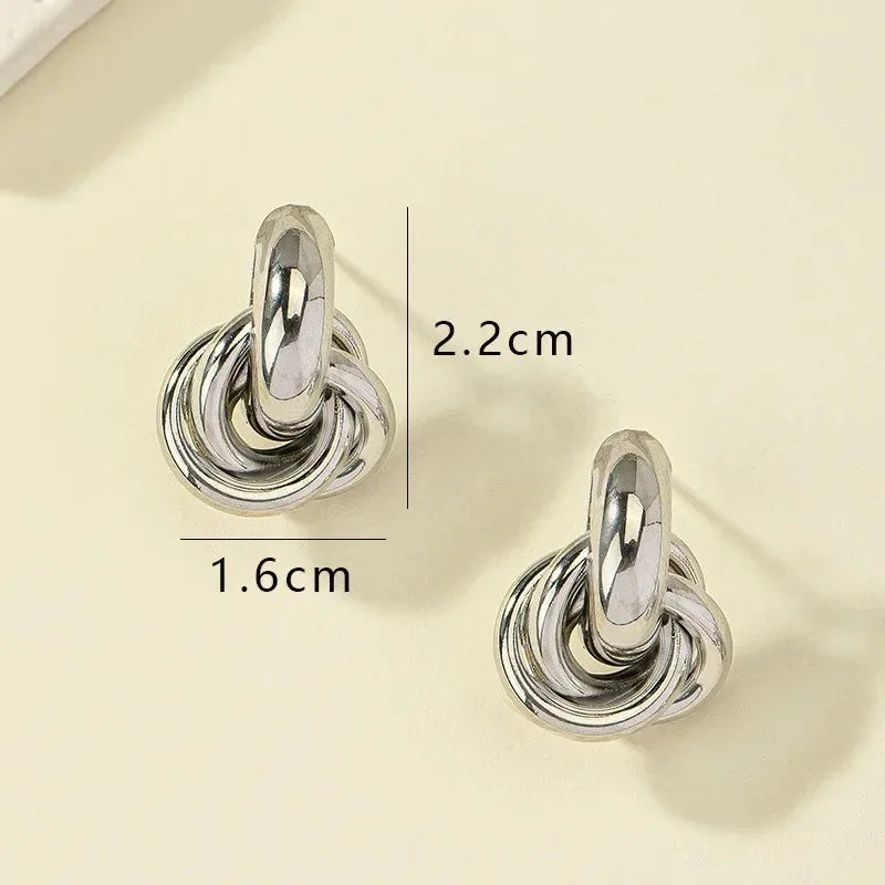 Gold & Silver Knot Hoop Earrings – Trendy Studs