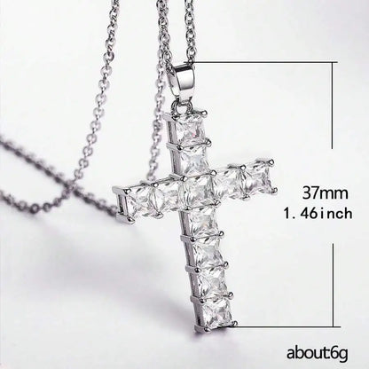 Multi-Color Crystal Jesus Cross Pendant Necklace