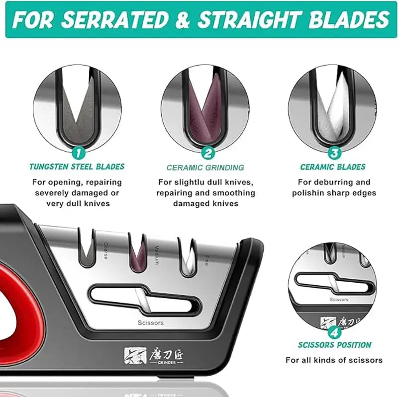 Four in one kitchen sharpener
