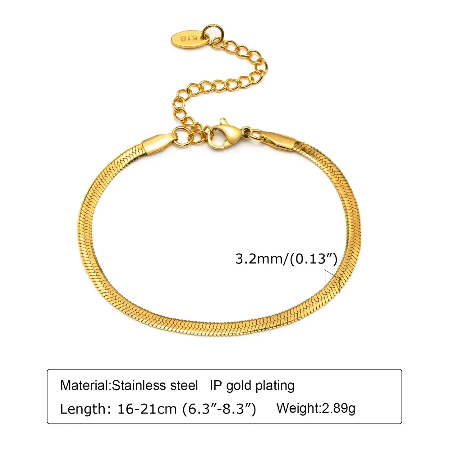 Stainless Steel Stackable Herringbone Bracelet – Gold Plated