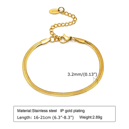 Stainless Steel Stackable Herringbone Bracelet – Gold Plated