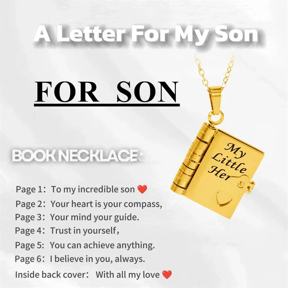 “My Love” Engraved Book Locket Necklace