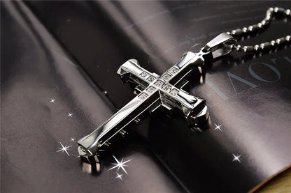Crystal Cross Jesus Pendant Necklace