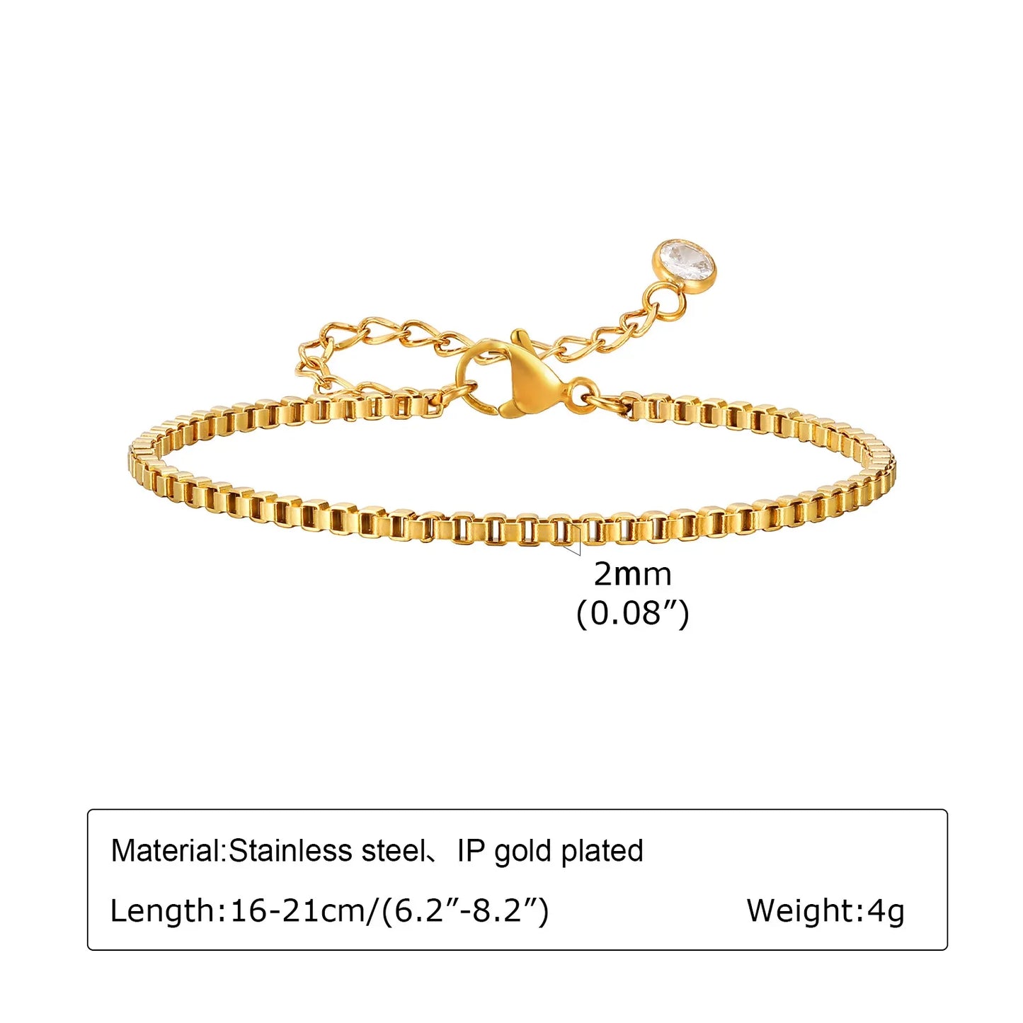 Stainless Steel Stackable Herringbone Bracelet – Gold Plated
