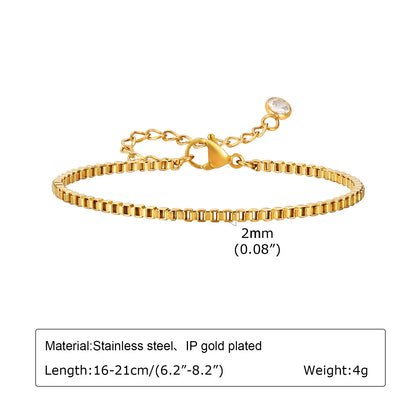 Stainless Steel Stackable Herringbone Bracelet – Gold Plated
