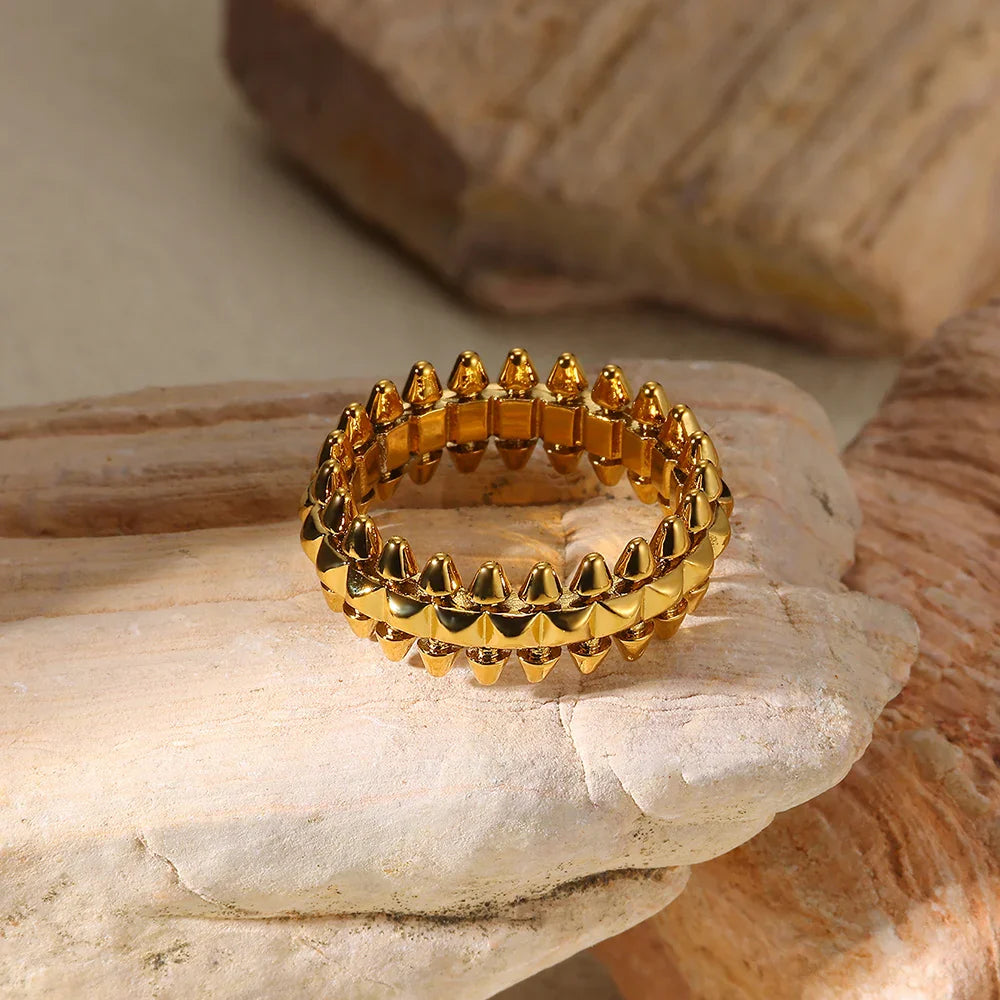 Riveted Bullet Punk Stainless Steel Ring