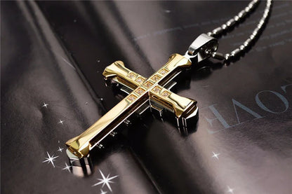 Crystal Cross Jesus Pendant Necklace