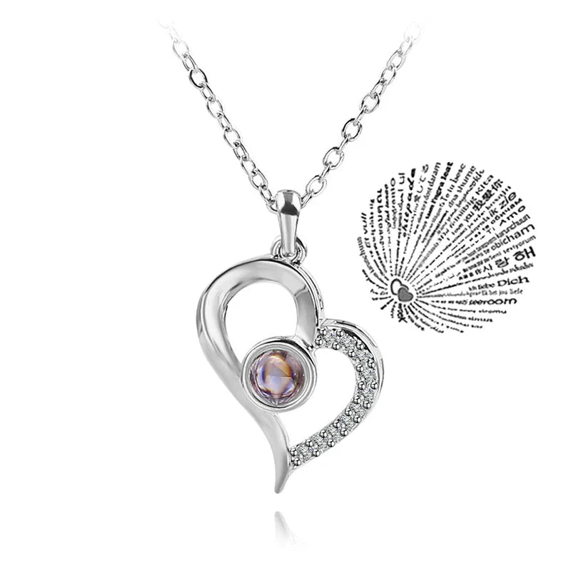"I Love You" 100 Languages Projection Necklace