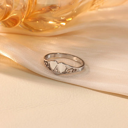 Stainless Steel A–Z Heart Initial Ring – Silver