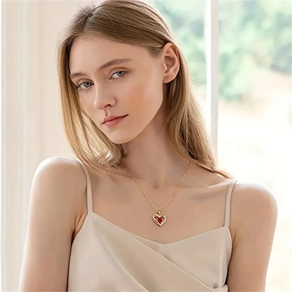 Luxury Red Pendant Necklace with Rose Gift Box