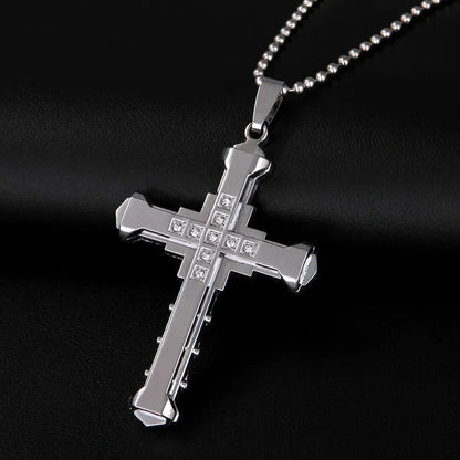 Crystal Cross Jesus Pendant Necklace