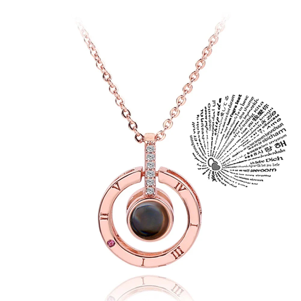"I Love You" 100 Languages Projection Necklace