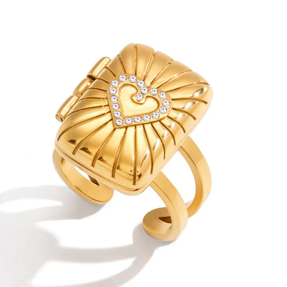 Rhinestone Tarot Card Open Ring – 18K Gold Plated