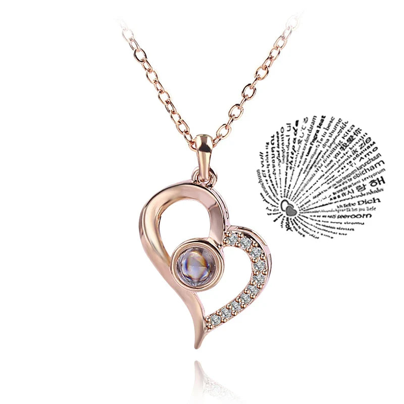 "I Love You" 100 Languages Projection Necklace