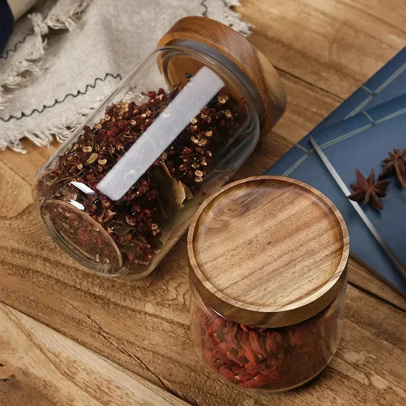 1pcs Wood Lid Orgnizer Glass