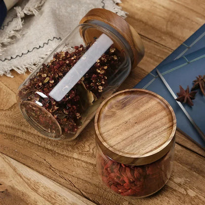 1pcs Wood Lid Orgnizer Glass