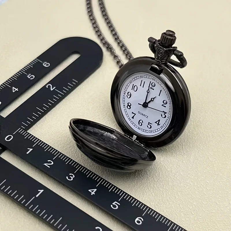 Gothic Black Raven Pocket Watch Necklace