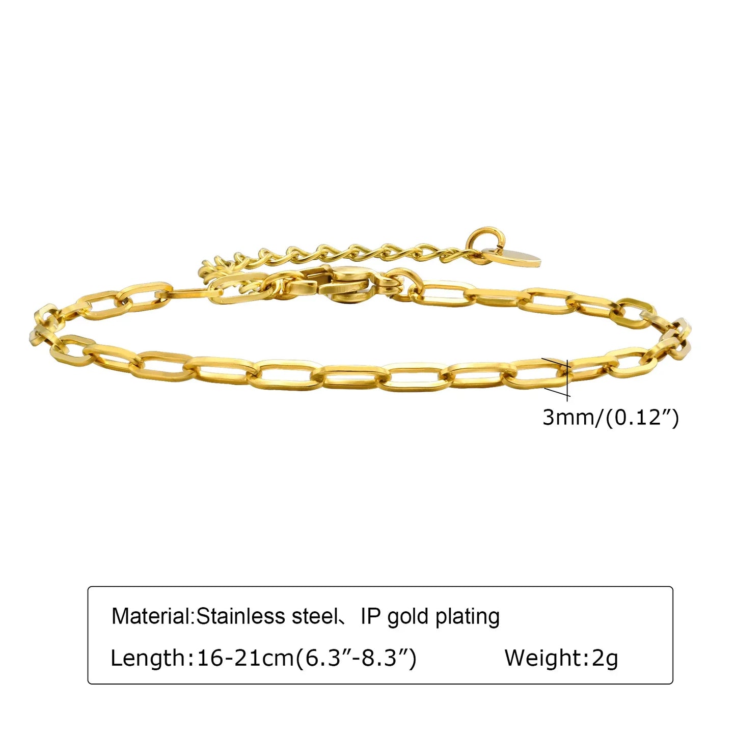 Stainless Steel Stackable Herringbone Bracelet – Gold Plated