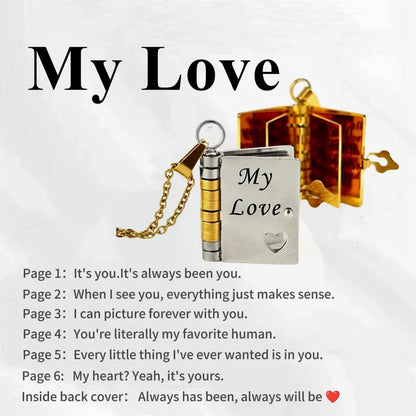 “My Love” Engraved Book Locket Necklace