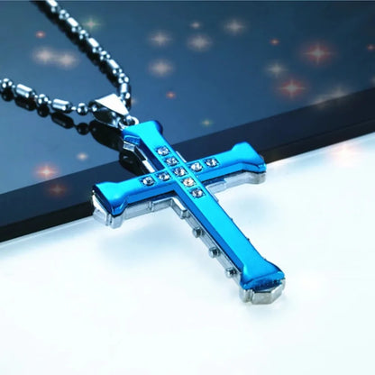 Crystal Cross Jesus Pendant Necklace