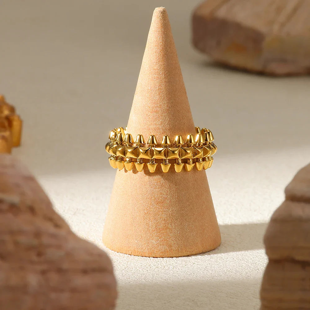 Riveted Bullet Punk Stainless Steel Ring