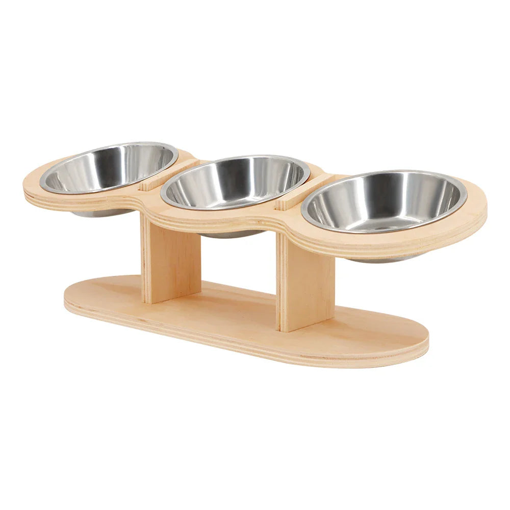 Cat 3 in 1  Wood Bracket Food Bowl