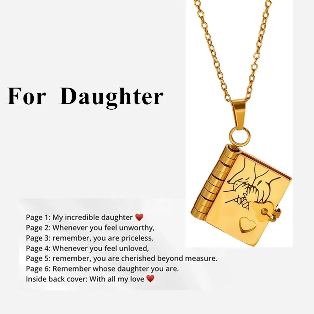 “My Love” Engraved Book Locket Necklace