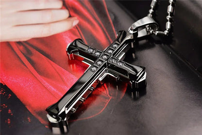 Crystal Cross Jesus Pendant Necklace