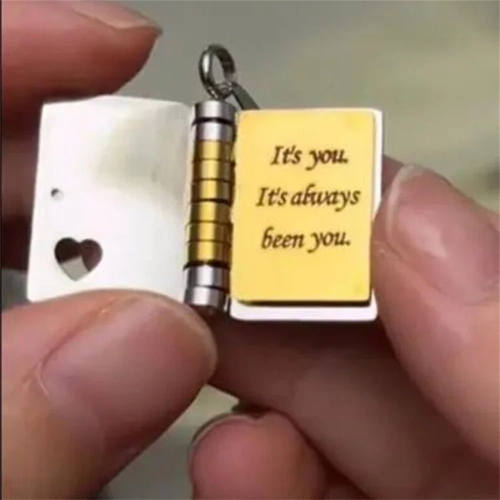 “My Love” Engraved Book Locket Necklace