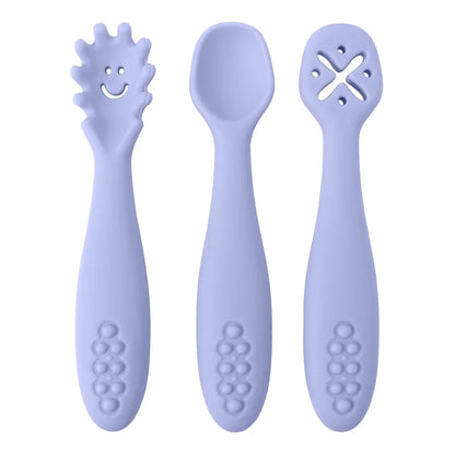 Baby 3PCS Silicone Spoon Fork Set