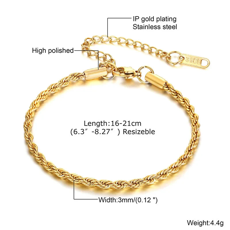 Stainless Steel Stackable Herringbone Bracelet – Gold Plated
