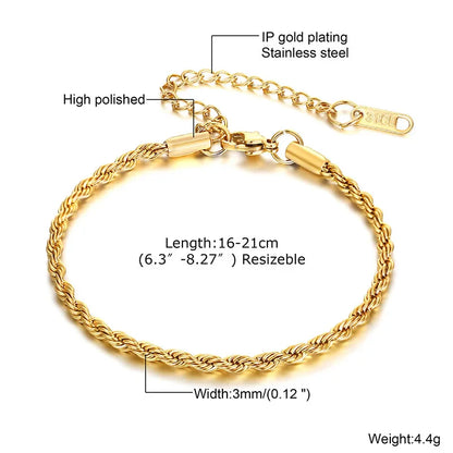 Stainless Steel Stackable Herringbone Bracelet – Gold Plated