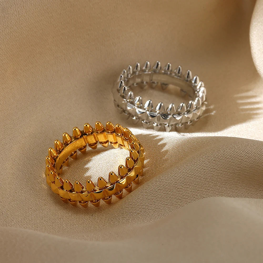 Riveted Bullet Punk Stainless Steel Ring