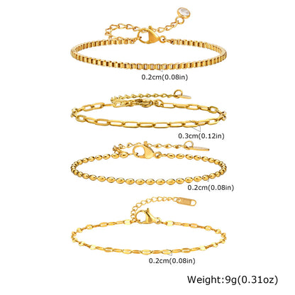 Stainless Steel Stackable Herringbone Bracelet – Gold Plated