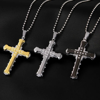 Crystal Cross Jesus Pendant Necklace