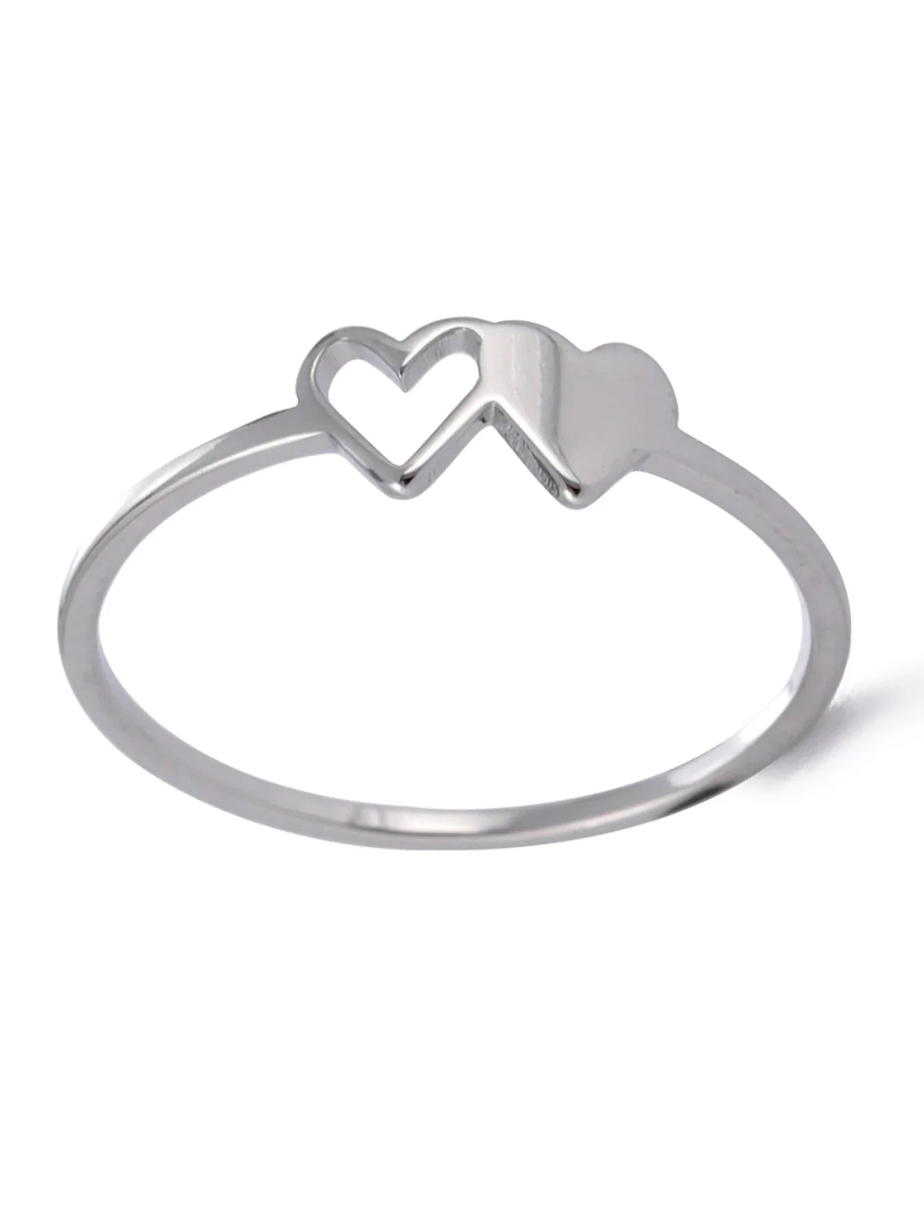 A–Z Double Heart Initial Ring – Stainless Steel