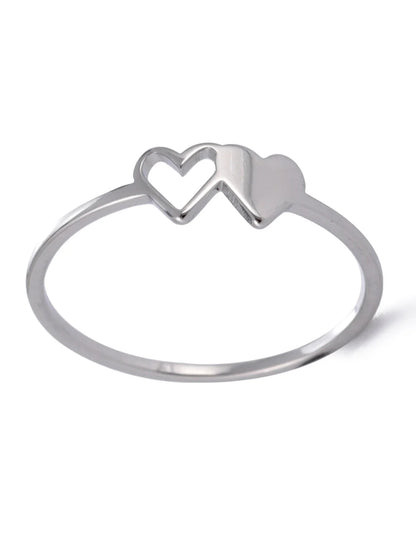 A–Z Double Heart Initial Ring – Stainless Steel