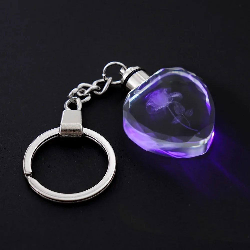 Colorful Fairy Rose LED Crystal Keychain